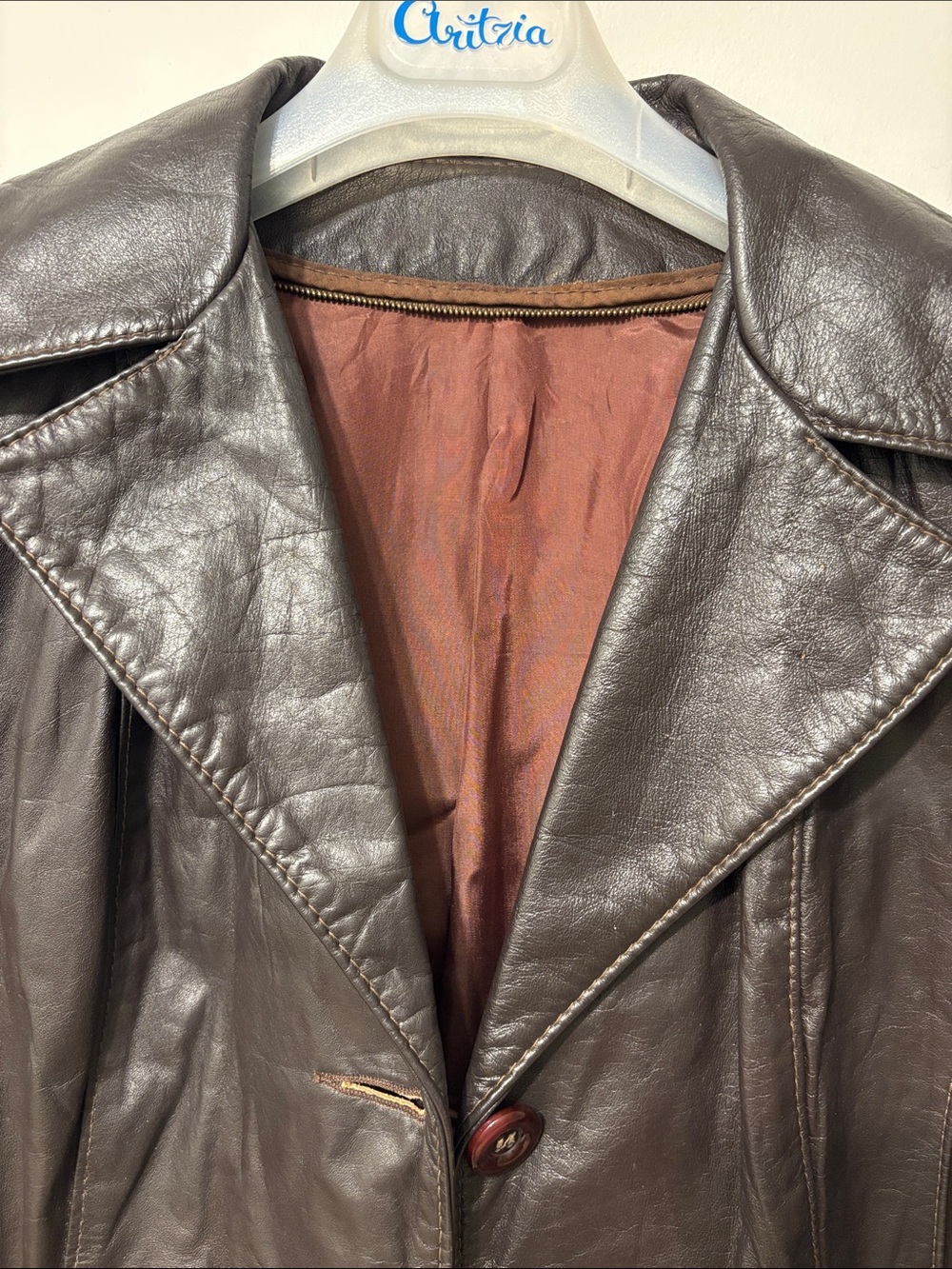 Classic Vintage - Women's Brown Leather Tailored Trench Coat - Belted - Picture 12 of 12